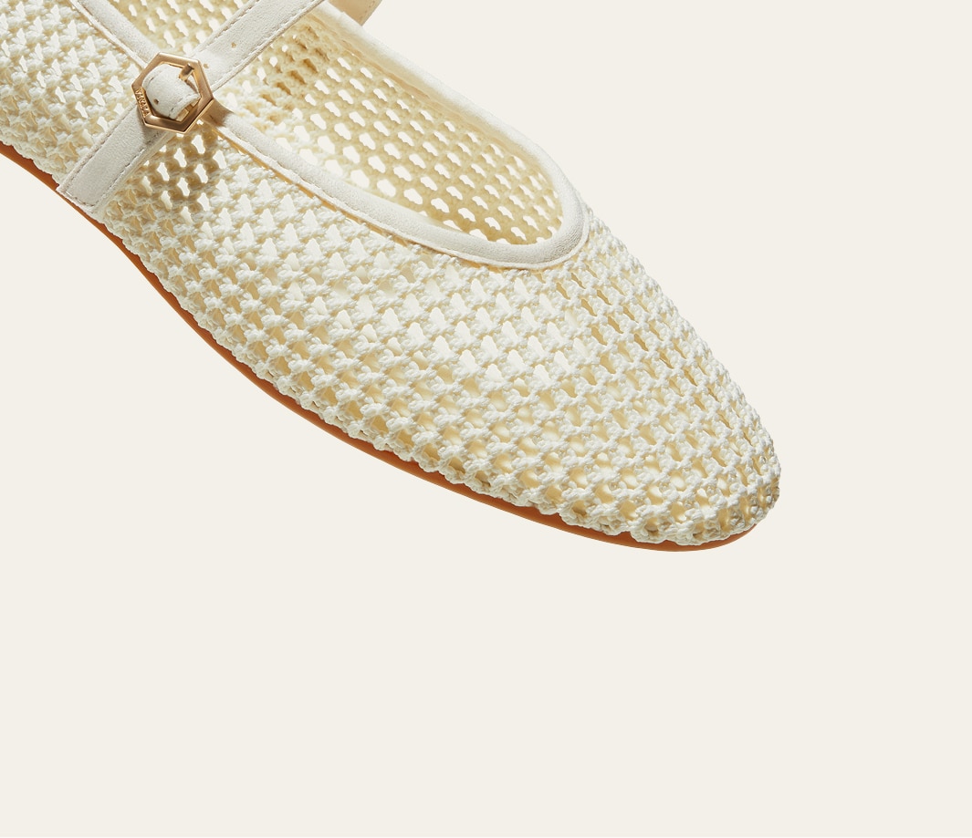 Almond-toe Mary Janes (Nelly), CREAM MESH, EU35 | VIVAIA